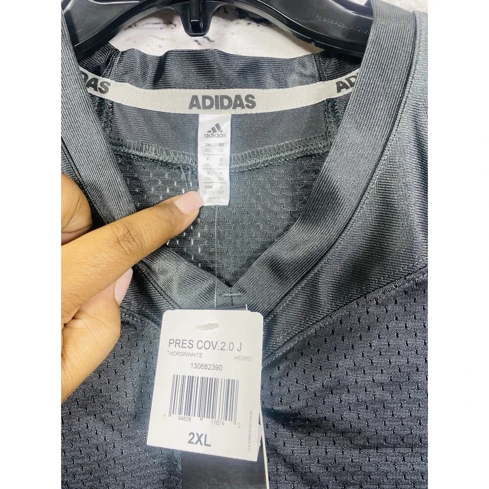 Men’s  gray and white Adidas Press Coverage football jerseys Size 2XL